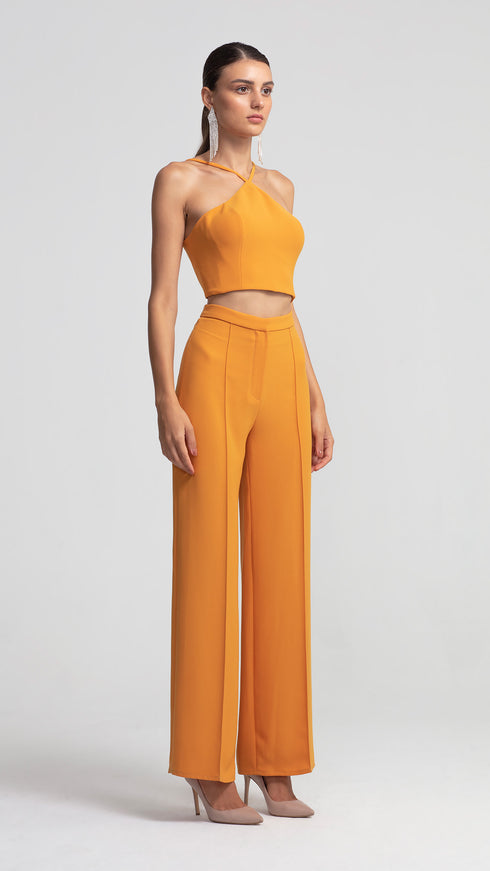 Cross Strap Marigold Crop Top